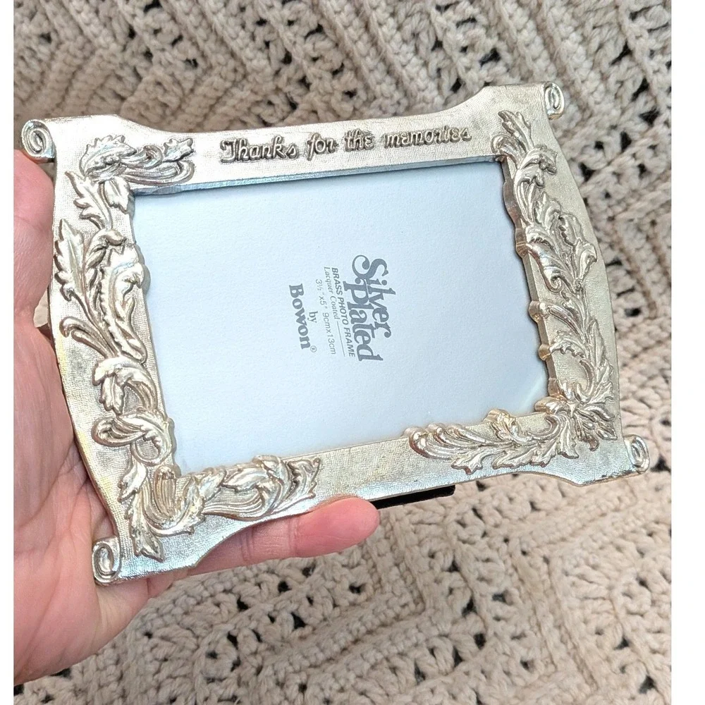 Bowon Silver Plated Brass Photo Frame Thanks For The Memories Ornate 3.5x5